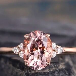 Exquisite 18k Gold Plated Amber and White Zirconias Ring Size 7,8,9,10 NWT